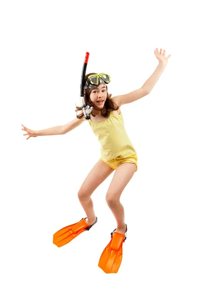 Girl ready to swim and dive — Stock Photo, Image