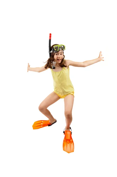 Girl ready to swim and dive — Stock Photo, Image