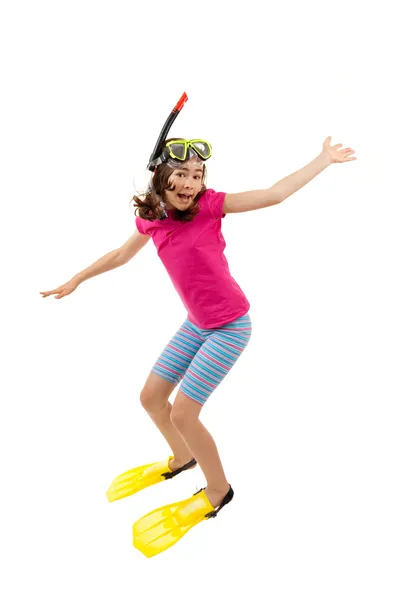 Girl ready to swim and dive — Stock Photo, Image