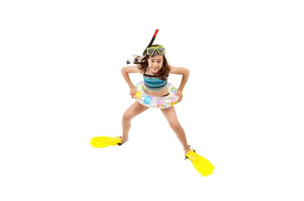 Girl ready to swim and dive — Stock Photo, Image