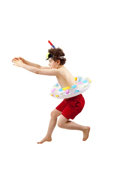 Boy ready to swim and dive — Stock Photo, Image