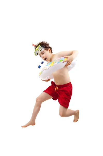 Kész arra, hogy úszni és merülni fiú — Stock Fotó