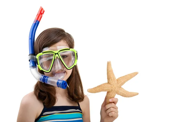 Girl ready to swim and dive — Stock Photo, Image