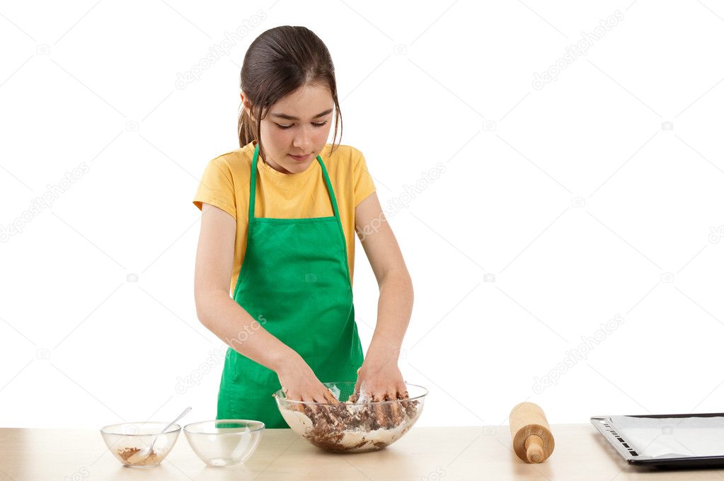Girl mixing dough Stock Photo by ©gbh007 32830267