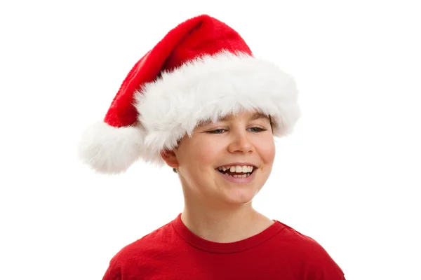 Menino com chapéu de Papai Noel — Fotografia de Stock