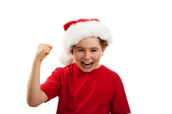 Ragazzo con cappello Babbo Natale — Foto Stock