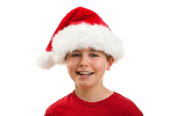 Ragazzo con cappello Babbo Natale — Foto Stock