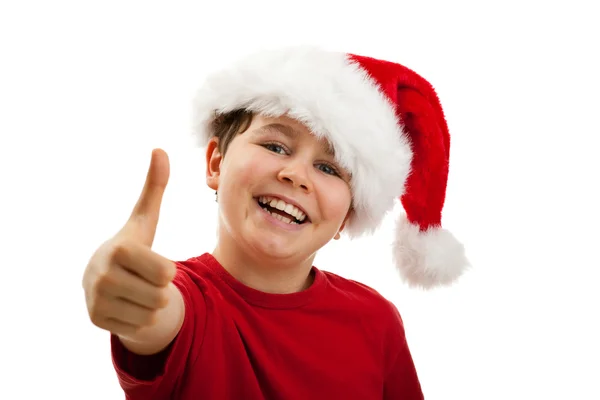 Jongen met kerstman hoed — Stockfoto