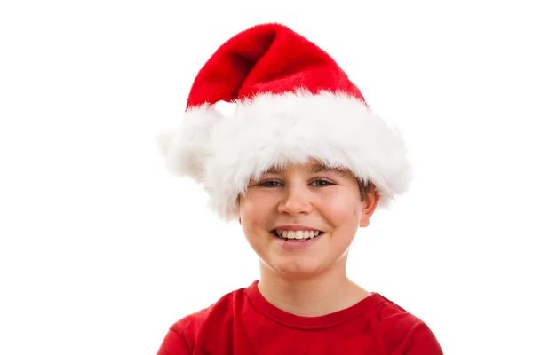 Jongen met kerstman hoed — Stockfoto