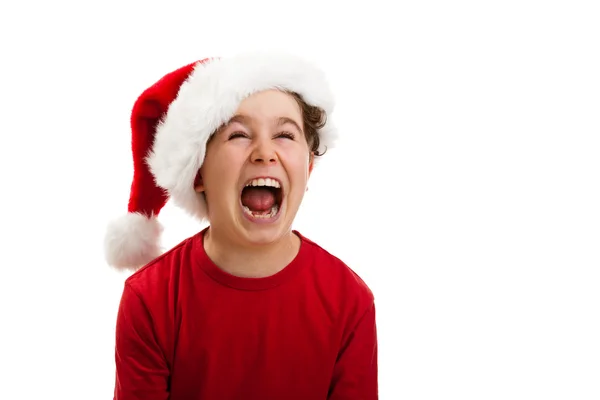 Ragazzo con cappello Babbo Natale — Foto Stock