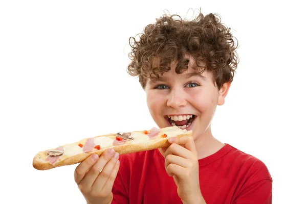 Junge isst Sandwich — Stockfoto