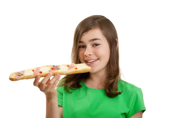 Mädchen isst Sandwich — Stockfoto