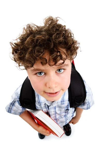 Jovem menino segurando livros — Fotografia de Stock