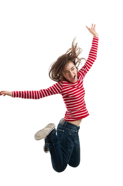 Menina feliz pulando — Fotografia de Stock