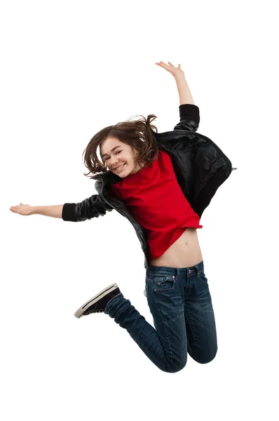 Ευτυχισμένο κορίτσι που πηδάει — Φωτογραφία Αρχείου