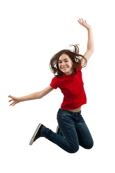 Happy girl jumping — Stock Photo, Image