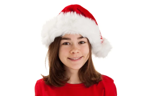 Ung flicka i santa hatt — Stockfoto