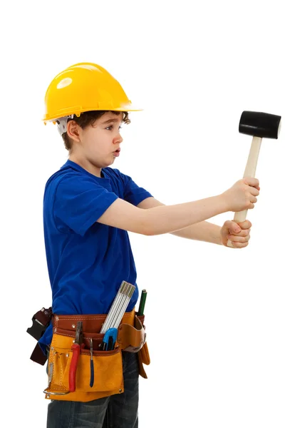 Niño como trabajador de la construcción — Foto de Stock