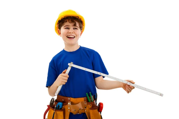 Junge als Bauarbeiter — Stockfoto
