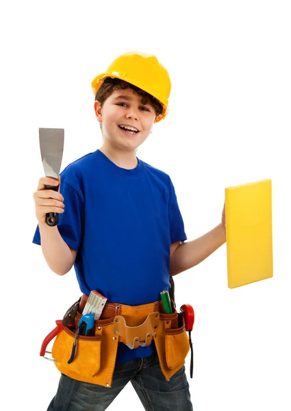 Niño como trabajador de la construcción —  Fotos de Stock