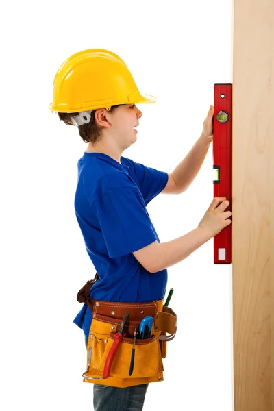 Menino como trabalhador da construção — Fotografia de Stock