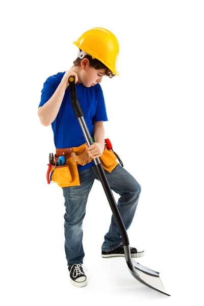 Jongen als bouwvakker — Stockfoto