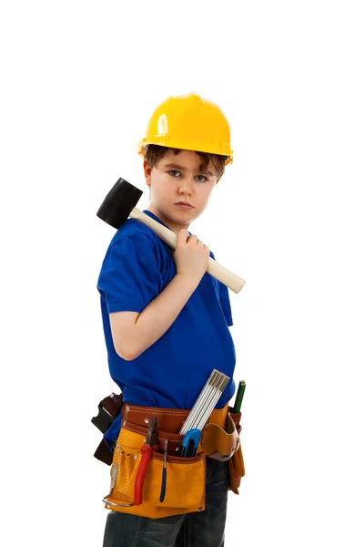 Menino como trabalhador da construção — Fotografia de Stock