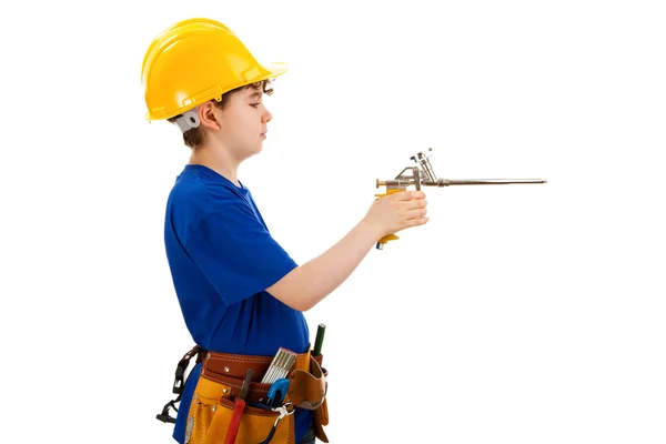 Niño como trabajador de la construcción — Foto de Stock