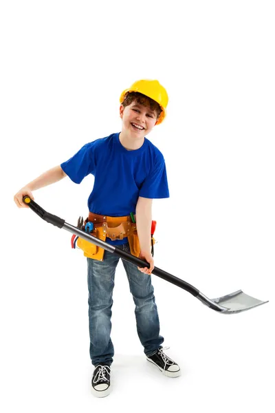 Niño como trabajador de la construcción — Foto de Stock