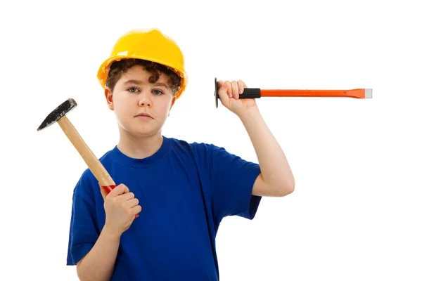 Niño como trabajador de la construcción — Foto de Stock