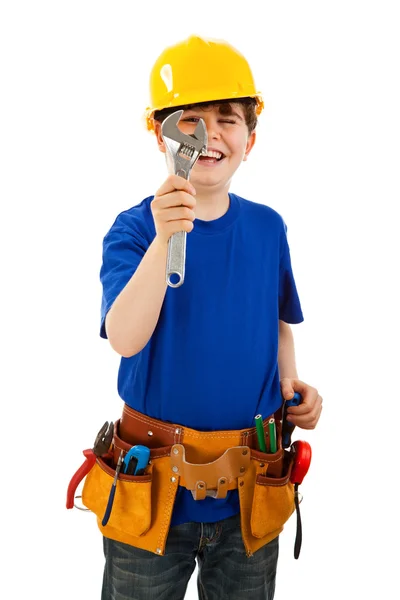 Niño como trabajador de la construcción — Foto de Stock