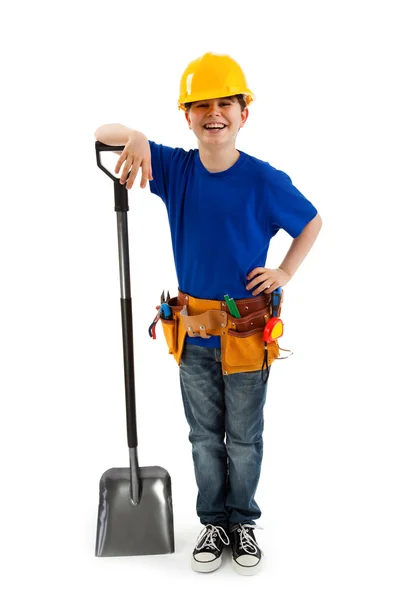 Niño como trabajador de la construcción — Foto de Stock