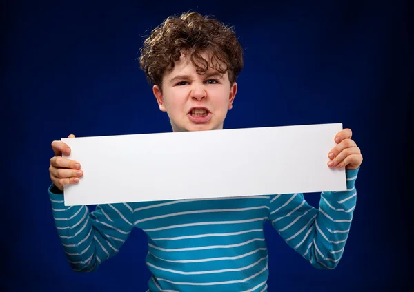 Boy with blank board — Stock Photo, Image