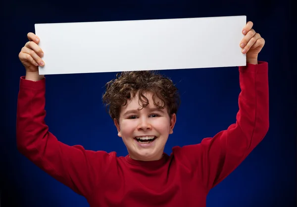 Boy with blank board — Stock Photo, Image