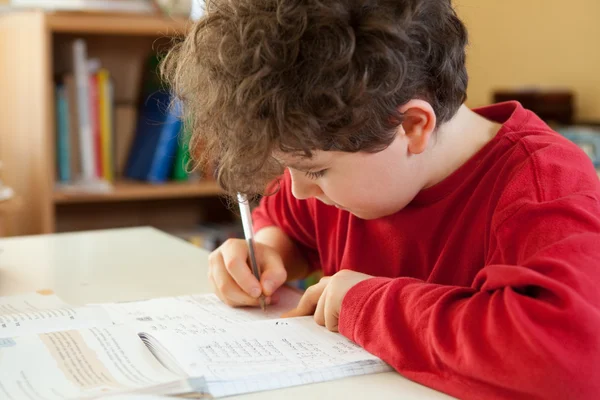 Jongen leren thuis — Stockfoto