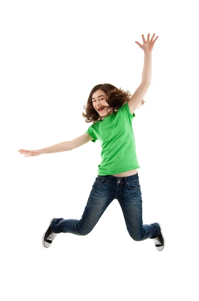 Happy girl jumping — Stock Photo, Image