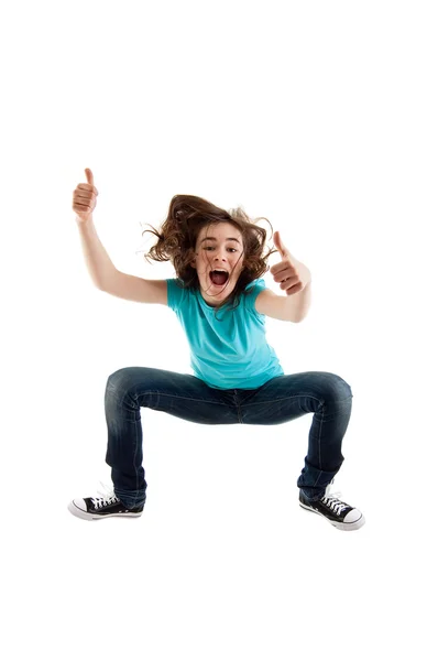 Happy girl jumping — Stock Photo, Image