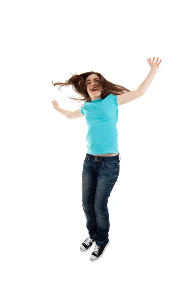 Chica feliz saltando —  Fotos de Stock