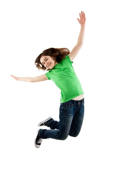 Ευτυχισμένο κορίτσι που πηδάει — Φωτογραφία Αρχείου