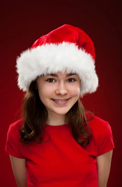 Dziewczyna jako Święty Mikołaj — Zdjęcie stockowe