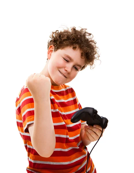 Boy usando el controlador de videojuegos —  Fotos de Stock