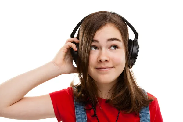 Chica joven escuchando música — Foto de Stock