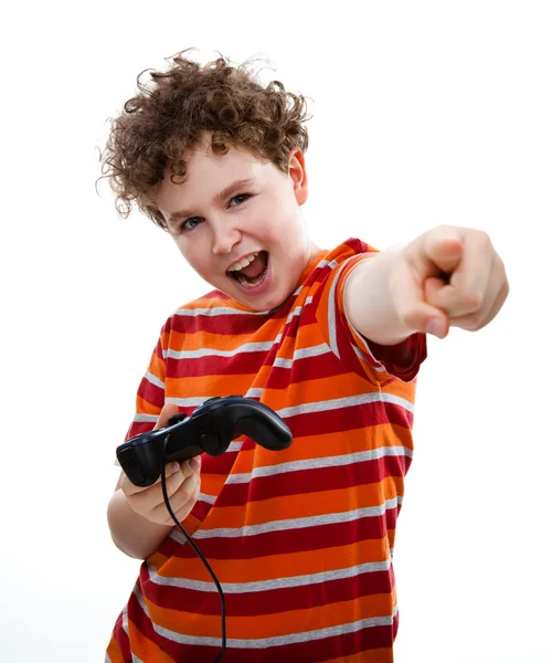Boy using video game controller — Stock Photo, Image