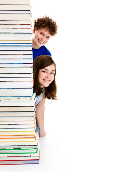 Students close to pile — Stock Photo, Image