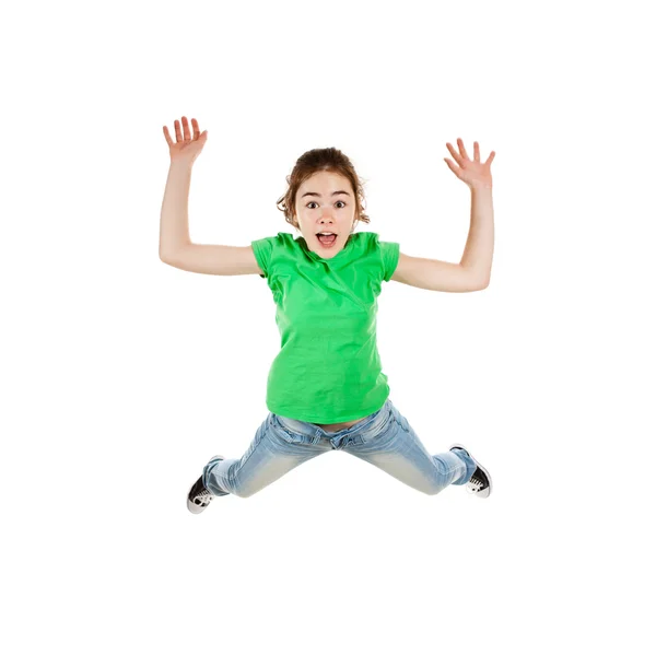 Gelukkig meisje springen — Stockfoto