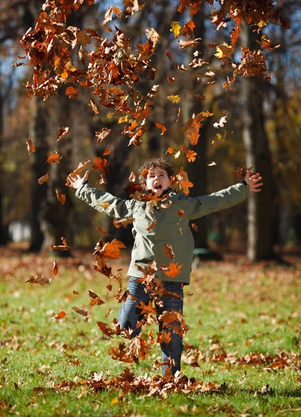 Menino brincando no parque — Fotografia de Stock