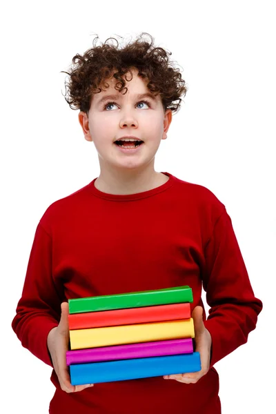 Junge mit Büchern — Stockfoto