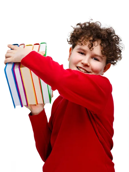 Junge mit Büchern — Stockfoto