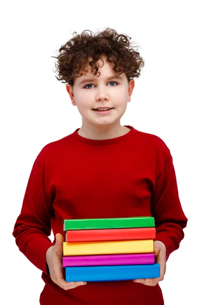 Pojke med böcker — Stockfoto