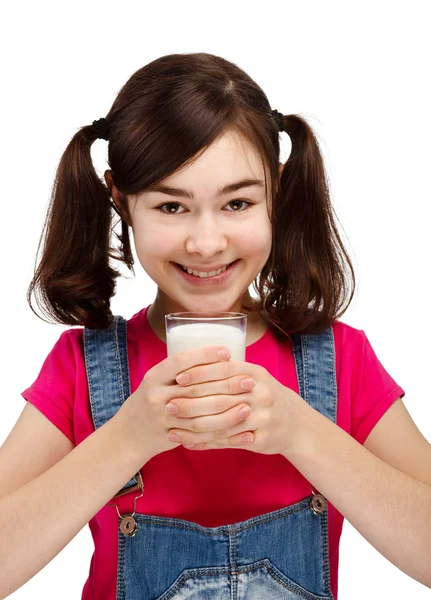 Girl drinking milk — Stock Photo, Image